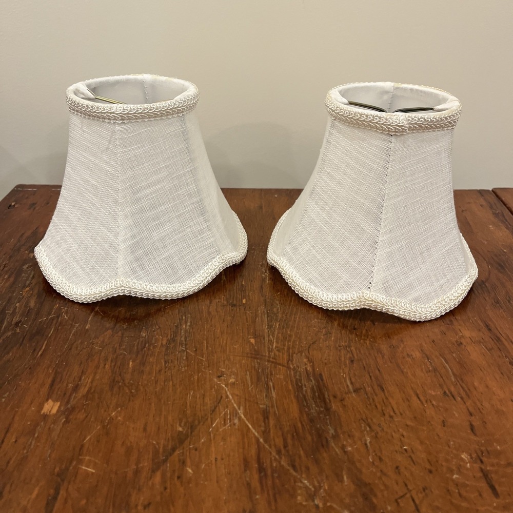 Pair 5'' H x 6'' W Silk/linen Blend Bell Candelabra Sconce Shade White, 2